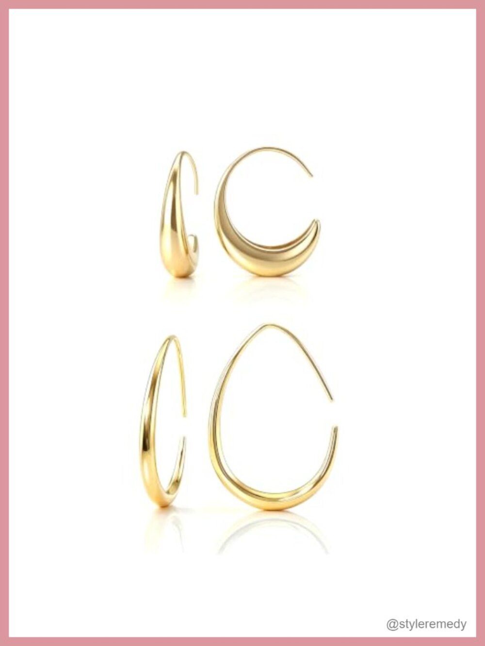 14K Gold Plated Chunky Hoop & Knot Stud Earrings Set for Women, Hypoallergenic